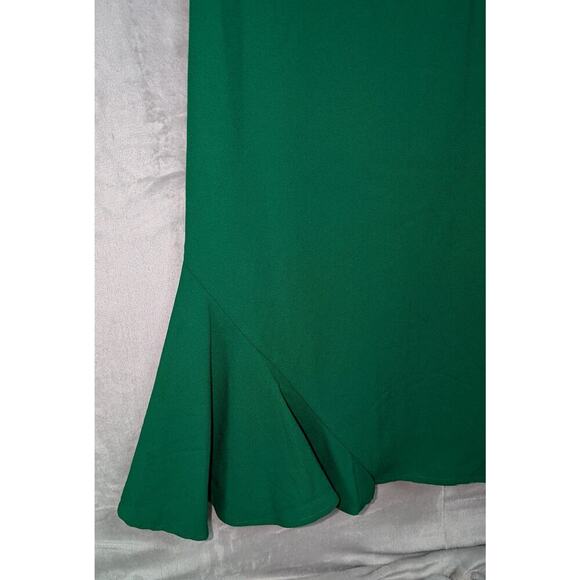 CeCe Ruffle Neck Short Sleeve Godet A-Line Dress‎ Women's 2 Lush Green Back Zip - Picture 4 of 10